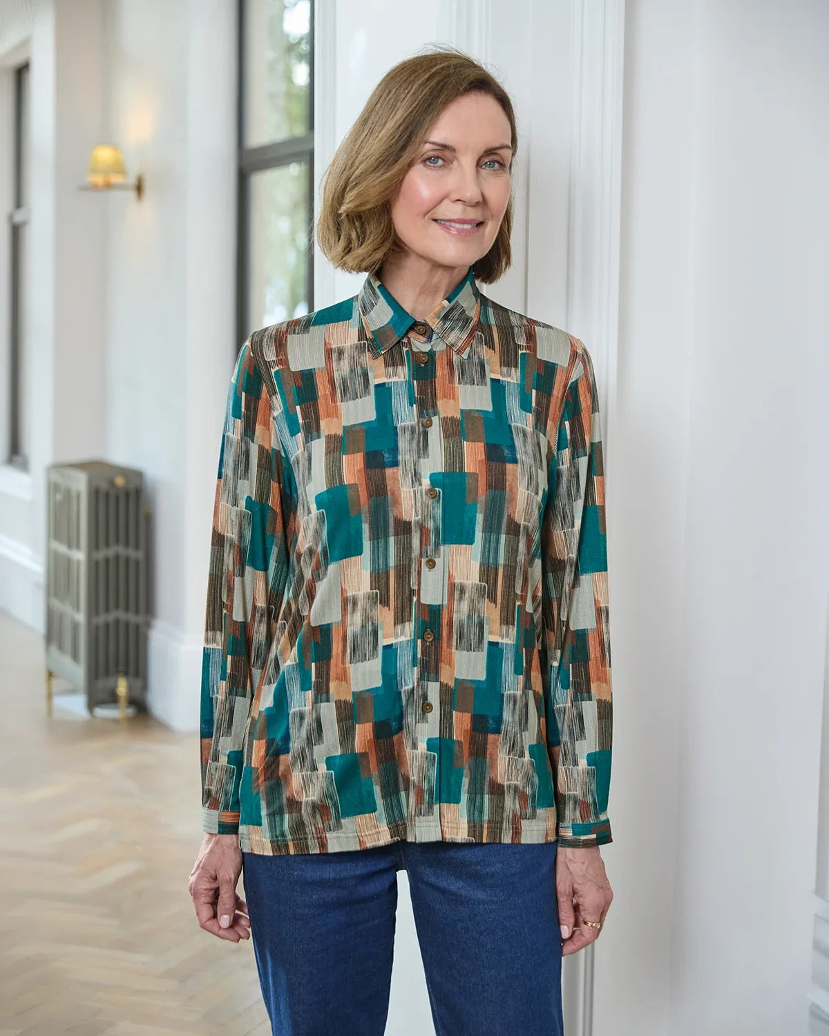 Winona Patterned Viscose  Mix Long Sleeve Blouse