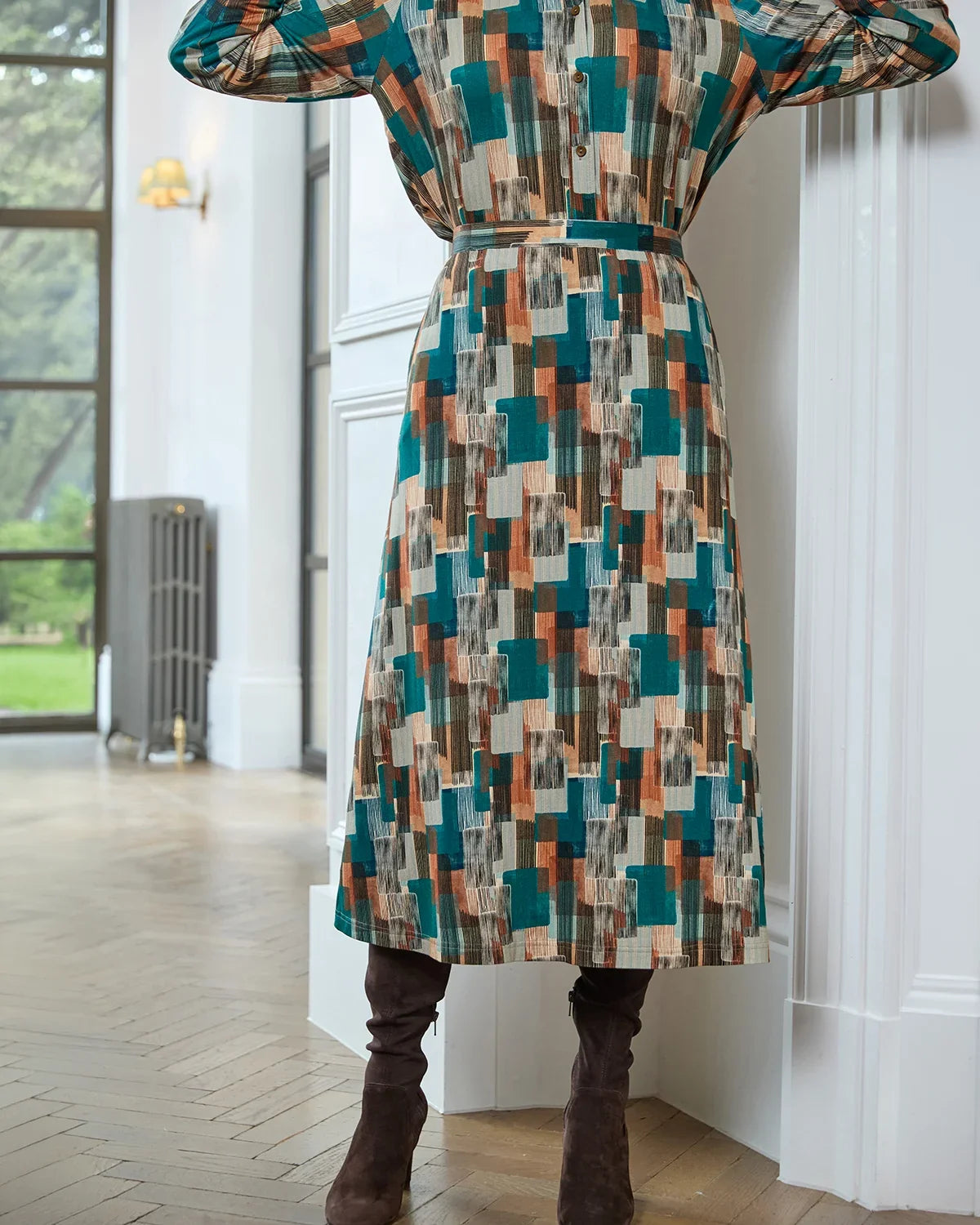 Winona Lined Patterned Viscose Mix A Line Skirt