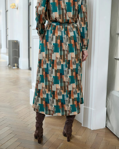 Winona Lined Patterned Viscose Mix A Line Skirt