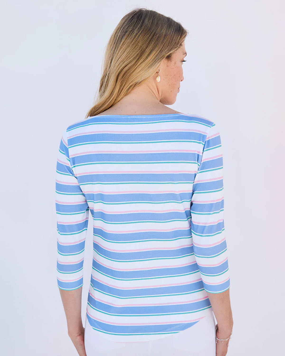 Suzy Cotton 3/4 Sleeved Top - Stripe Print