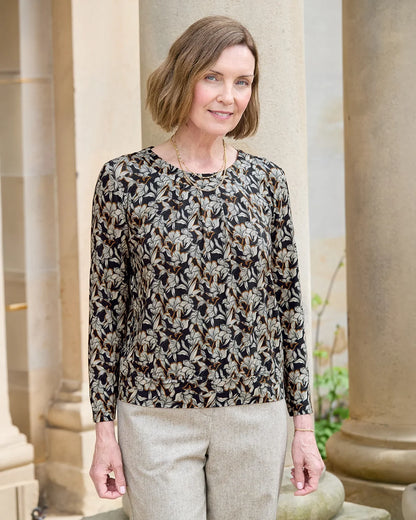 Yolanda Patterned Viscose Long Sleeve Blouson