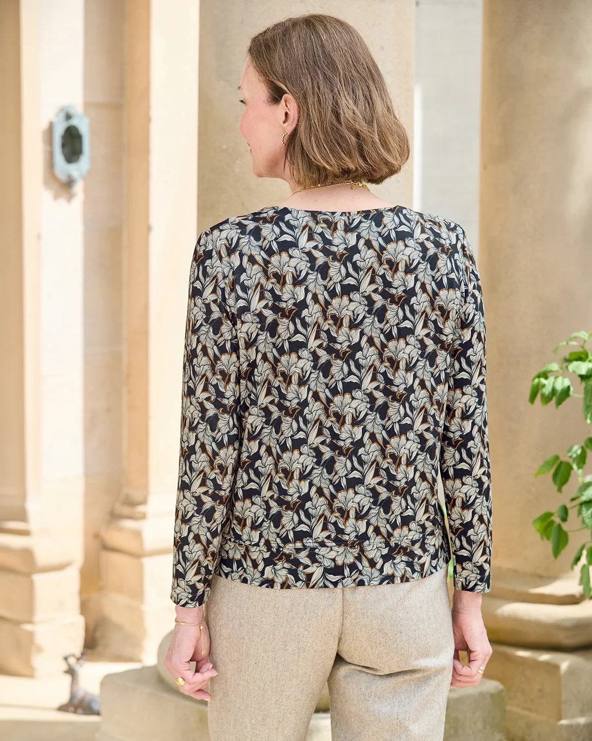 Yolanda Patterned Viscose Long Sleeve Blouson