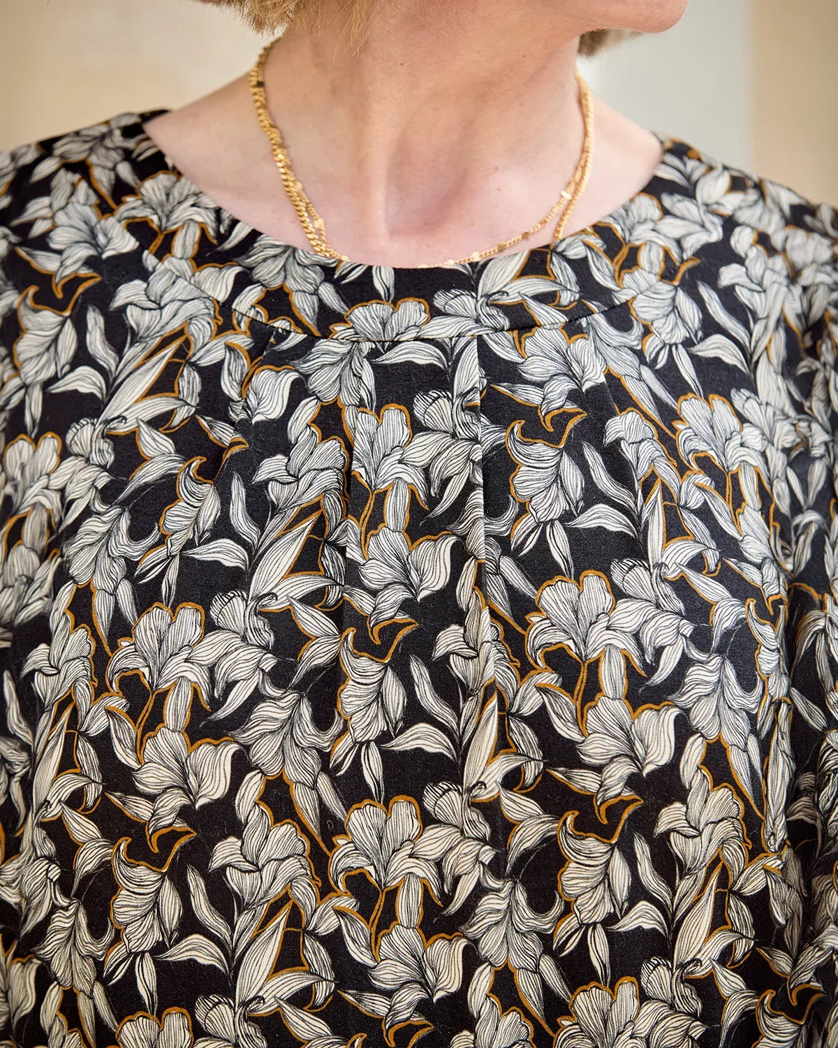 Yolanda Patterned Viscose Long Sleeve Blouson