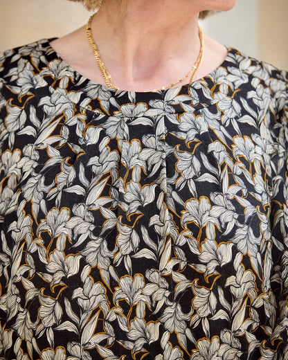 Yolanda Patterned Viscose Long Sleeve Blouson