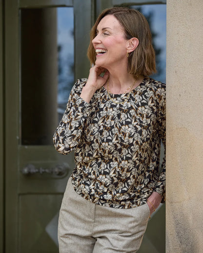 Yolanda Patterned Viscose Long Sleeve Blouson
