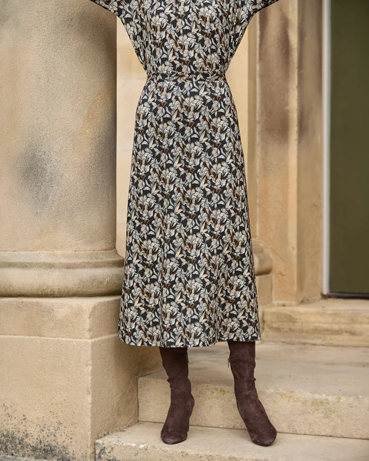 Yolanda Lined Patterned Viscose Mix A Line Skirt