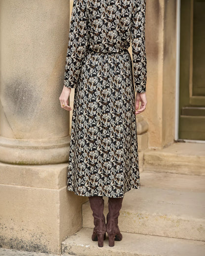 Yolanda Lined Patterned Viscose Mix A Line Skirt
