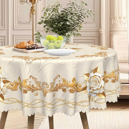 Waterproof Gold Rose Tablecloth